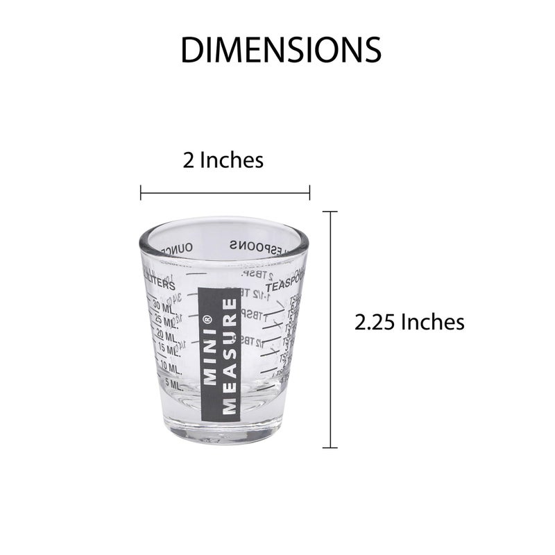Kolder Mini Measure Heavy Glass, 20-Incremental Measurements Multi-Purpose Liquid and Dry Measuring Shot Glass, Black - Image 2