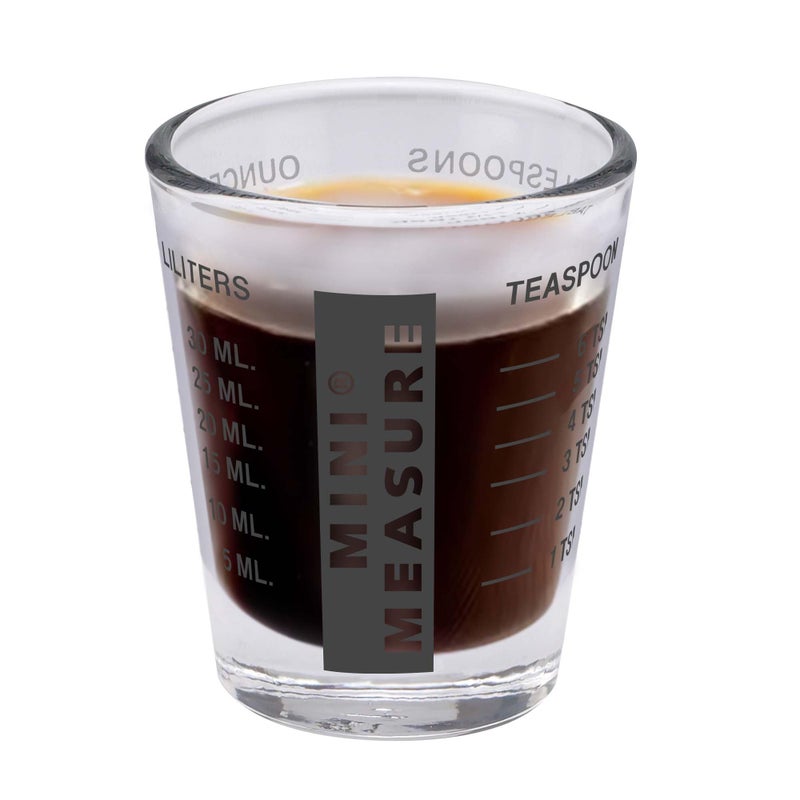 Kolder Mini Measure Heavy Glass, 20-Incremental Measurements Multi-Purpose Liquid and Dry Measuring Shot Glass, Black - Image 3