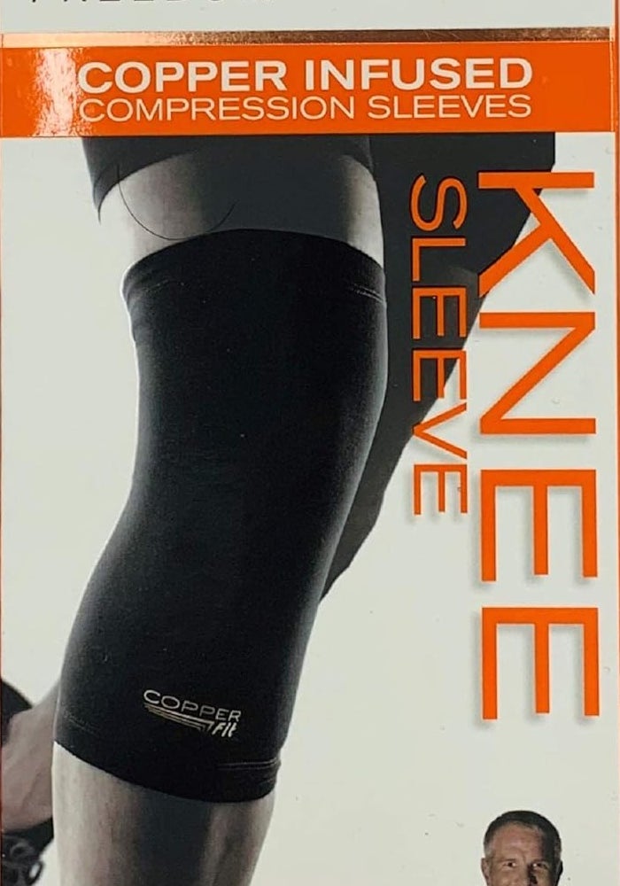 Copper Fit Freedom Knee Sleeve 2 Pack, Copper Infused Compression Sleeve with Contour Design, 2 Knee Sleeve, As Seen on TV (Medium) - Image 1