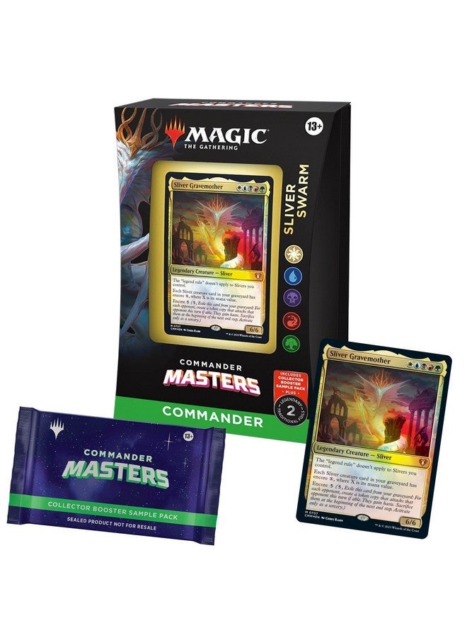 Magic the Gathering Magic: The Gathering Commander Masters Commander Deck - Sliver Swarm (100-Card Deck, 2-Card Collector Booster Sample Pack + Accessories) - Image 1