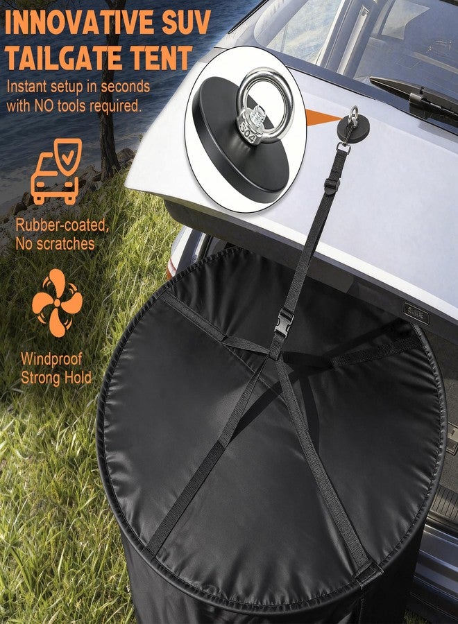 Thallike Pop Up Changing Tent for Car, 71in Portable Camping Shower Tent with Strong Magnetic Suction Cups & Hanging Strap, Privacy Bathroom Toilet Pod with Interior Clothesline, Hooks, Carry Bag (Black) - Image 4