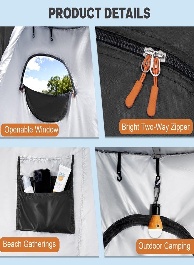 Thallike Pop Up Changing Tent for Car, 71in Portable Camping Shower Tent with Strong Magnetic Suction Cups & Hanging Strap, Privacy Bathroom Toilet Pod with Interior Clothesline, Hooks, Carry Bag (Black) - Image 5
