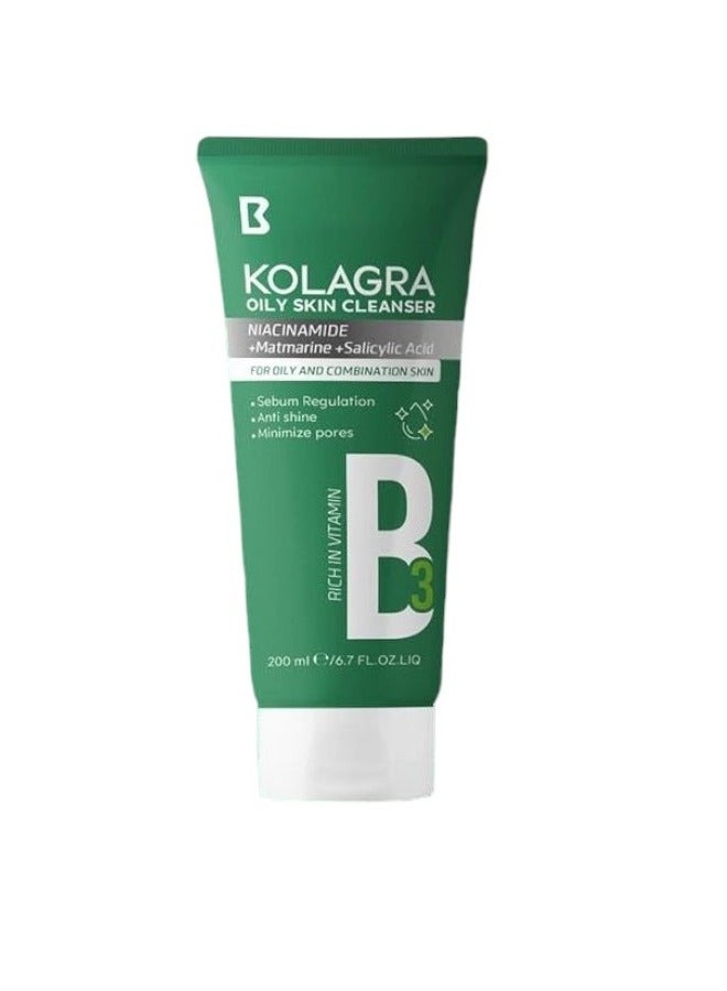 KOLAGRA Oily Skin Cleanser Rich In Vitamin B3 200ml - Image 1