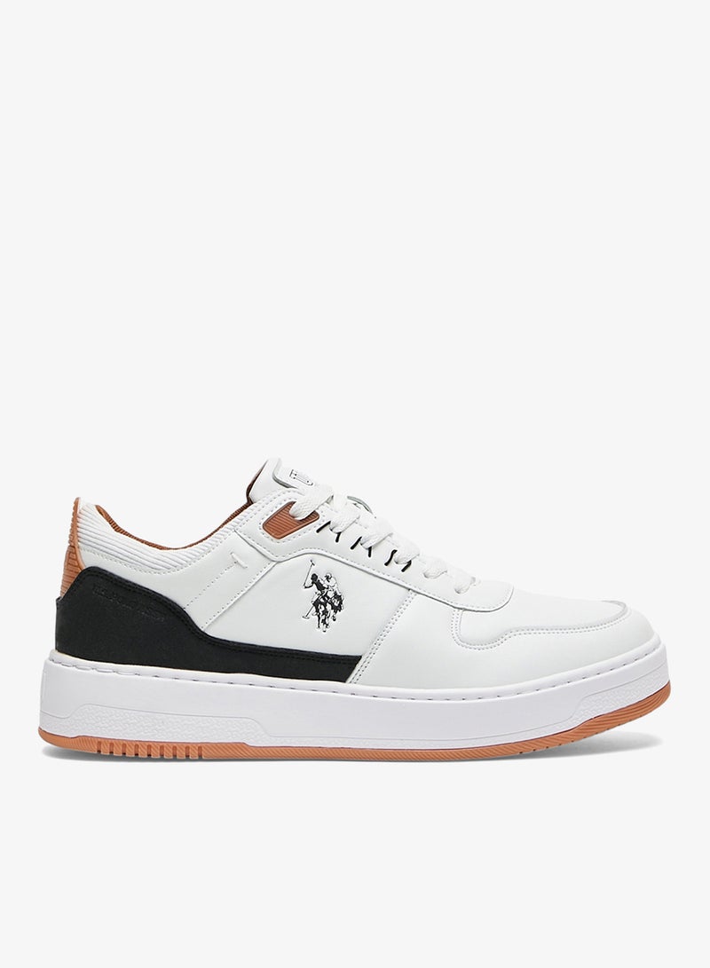 U.S. Polo Assn. Men's White Low-Top Sneakers - Modern Design with Black and Tan Accents Shoes, Durable and Stylish Casual Footwear - Image 1