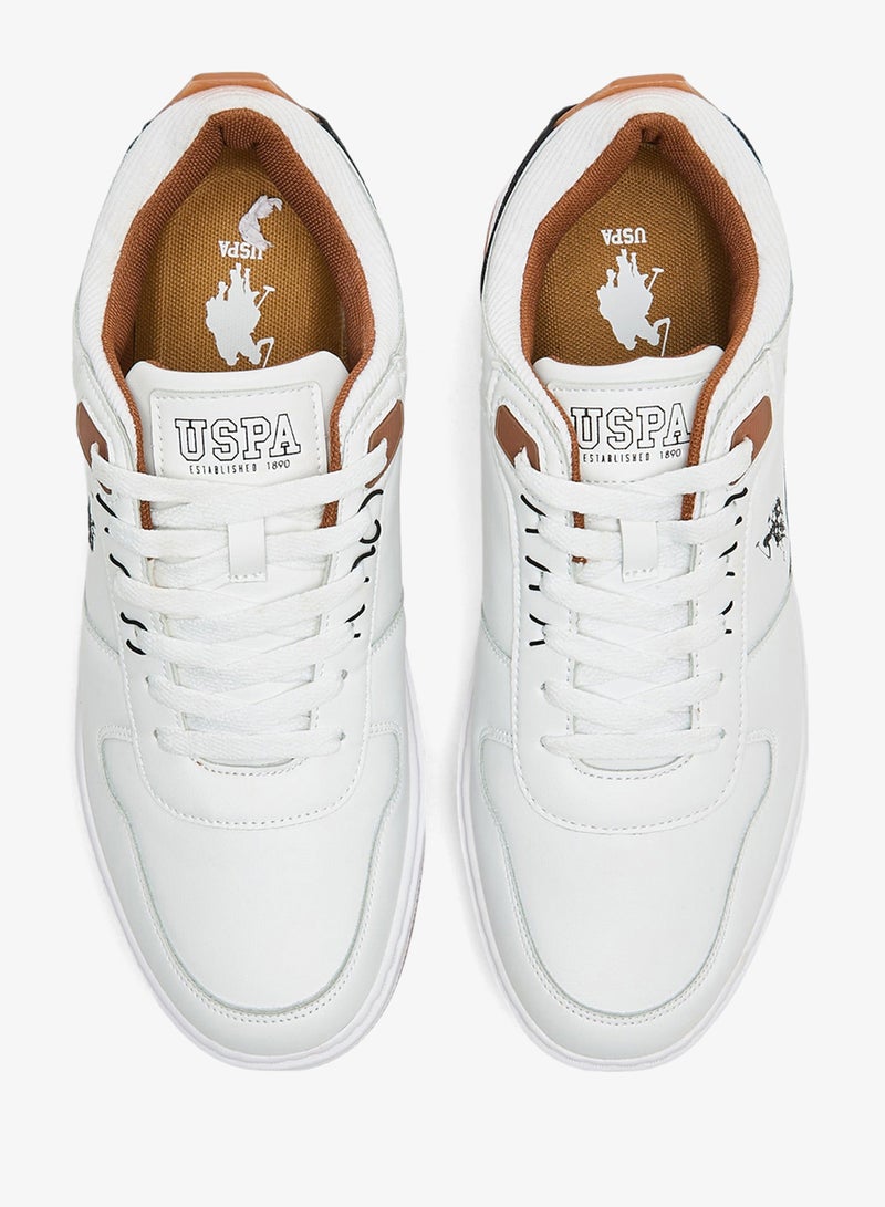 U.S. Polo Assn. Men's White Low-Top Sneakers - Modern Design with Black and Tan Accents Shoes, Durable and Stylish Casual Footwear - Image 5