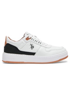 U.S. Polo Assn. Men's White Low-Top Sneakers - Modern Design with Black and Tan Accents, Durable and Stylish Casual Footwear  - Image 1