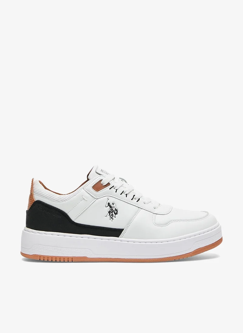 Men's White Low-Top Sneakers - Modern Design with Black and Tan Accents Shoes, Durable and Stylish Casual Footwear