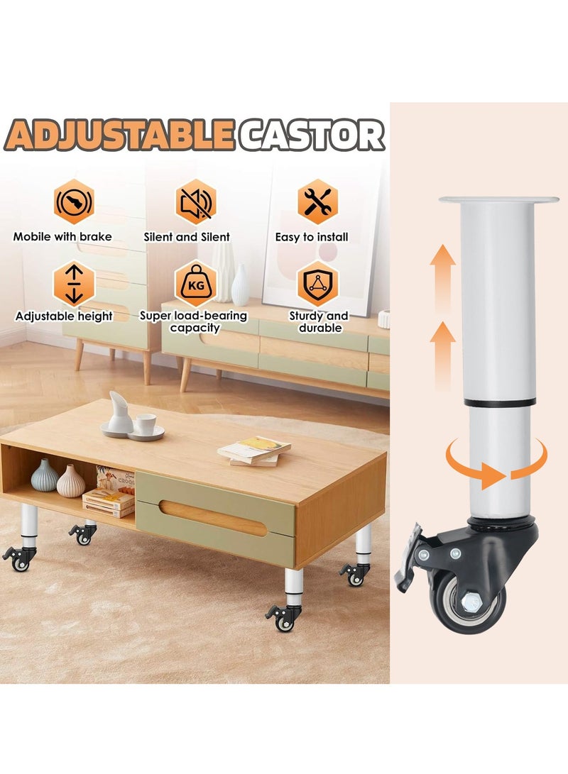 Movable Adjustable Metal Table Leg with 360° Wheel Kaki Meja Bed Leg Support Sofa Leg Furniture Feet - Image 1