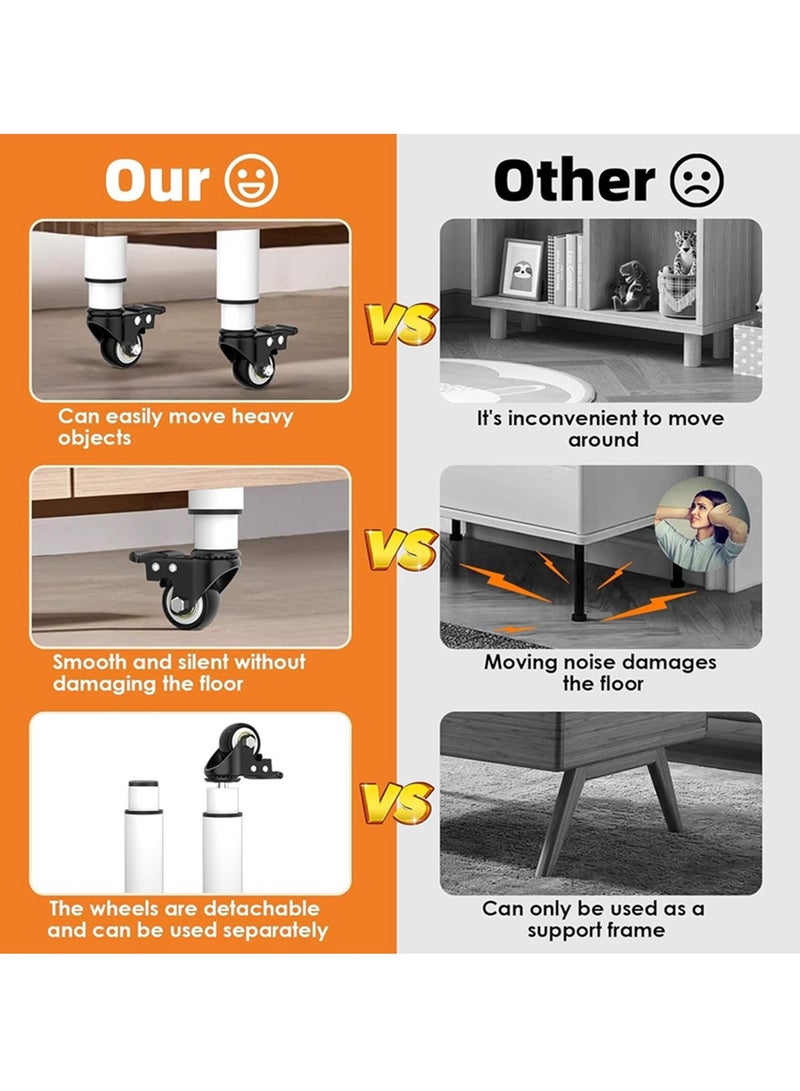 Movable Adjustable Metal Table Leg with 360° Wheel Kaki Meja Bed Leg Support Sofa Leg Furniture Feet - Image 5