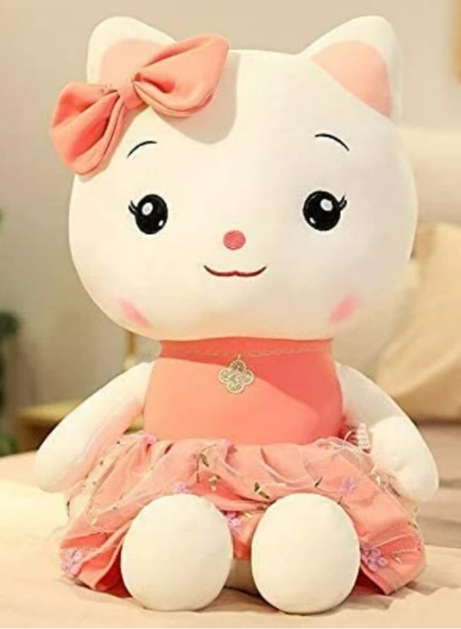 Cuddles Adorable Marshmallow Cat With Dress Plush Stuffed Animal Toy 25cm-Green - Image 1