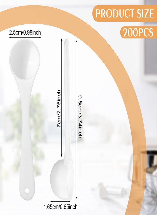 Maxdot 200 Pcs Teaspoon Measuring Spoons Bulk Reusable Plastic Scoop Measuring Spoons Long Handle Plastic Scoop for Cosmetics Coffee Sugar Spices Protein((5 ml / 5 cc/ 1 Tsp) - Image 2