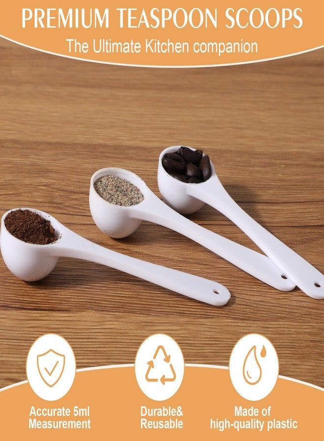 Maxdot 200 Pcs Teaspoon Measuring Spoons Bulk Reusable Plastic Scoop Measuring Spoons Long Handle Plastic Scoop for Cosmetics Coffee Sugar Spices Protein((5 ml / 5 cc/ 1 Tsp) - Image 5