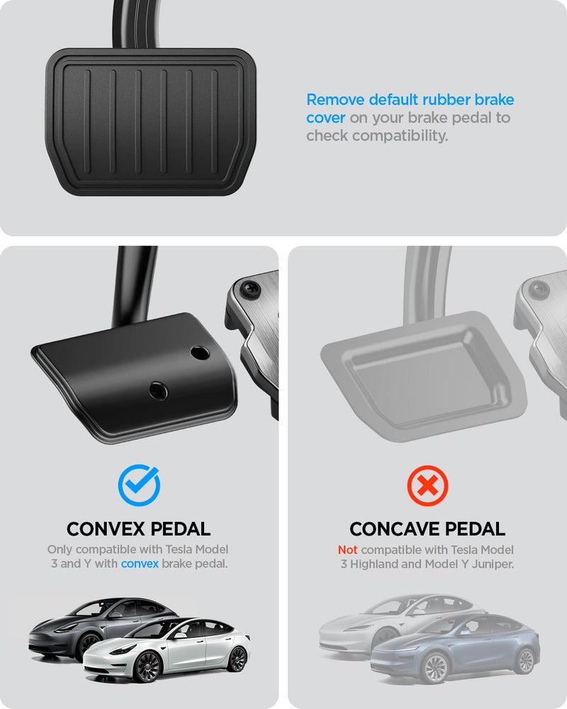 Spigen Stainless Steel Pedal Cover (Concave Pedal/Rugged Stem) Designed for Tesla Model 3 & Y Non-Slip Performance Cover [Check Brake Pedal] - Compatible with Model Y Juniper and Model 3 Highland - Image 2