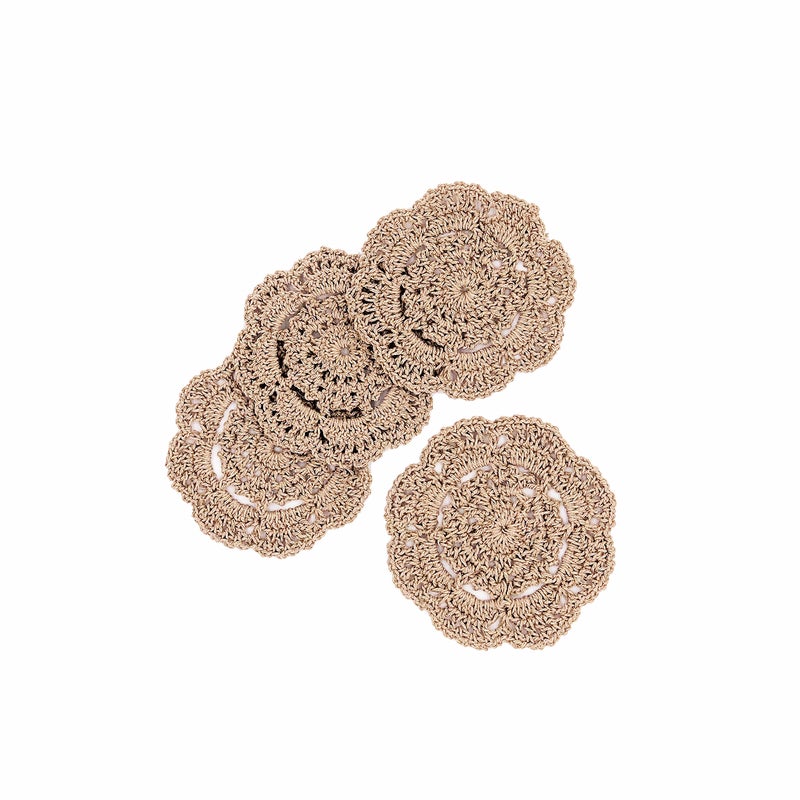 Phantomon Lace Round Crochet Doilies Handmade Coasters, 4-Inch, Pack of 4 (Chocolate Brown) - Image 2