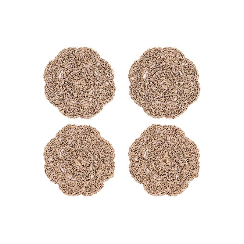 Phantomon Lace Round Crochet Doilies Handmade Coasters, 4-Inch, Pack of 4 (Chocolate Brown) - Image 1