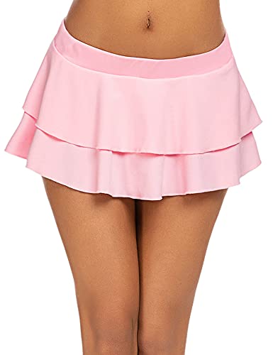 Avidlove Women Schoolgirl Pleated Sexy Mini Cosplay Skirt Ruffle Lingerie(Pink,S) - Image 1