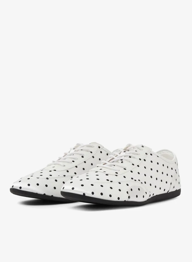Styli White Polka Dot Lace-Up Sneakers