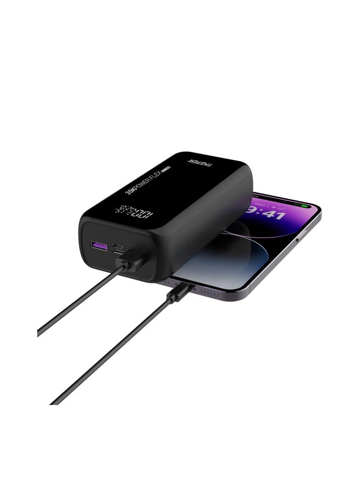 فاستر بنك طاقة أسرع PF30K POWER FLEX بقدرة 22.5 واط وسعة 30000 مللي أمبير في الساعة QC3.0 مع شاشة عرض رقمية - Image 2