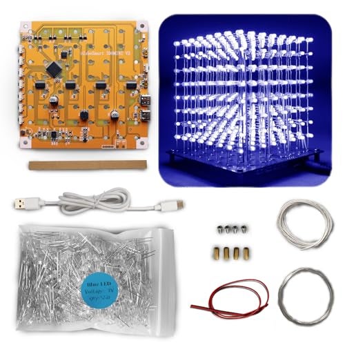 iCubeSmart Mini 3D Led Cube DIY Electronics Kit Soldering Project Kit 3D8MINIALLBLUEKIT - Image 1