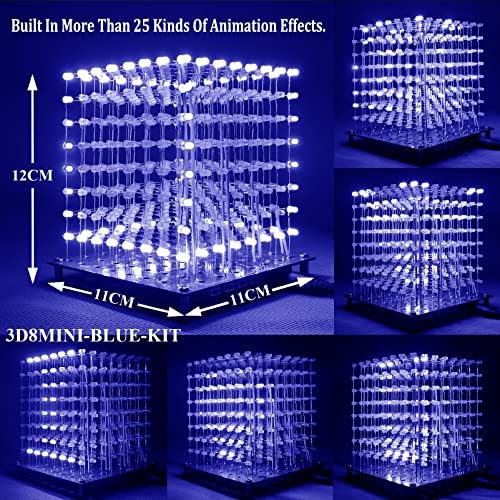 iCubeSmart Mini 3D Led Cube DIY Electronics Kit Soldering Project Kit 3D8MINIALLBLUEKIT - Image 5