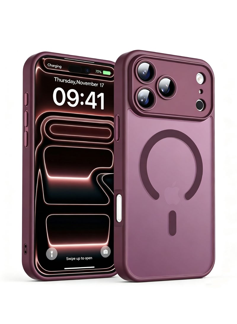 Aookay for iPhone 18 Pro Max Magnetic Shockproof Case, Full Camera Protection, Compatible with MagSafe, Translucent Matte Mil-Grade Protection Scratch Resistant Slim Fit Cover (Cherry) - Image 1