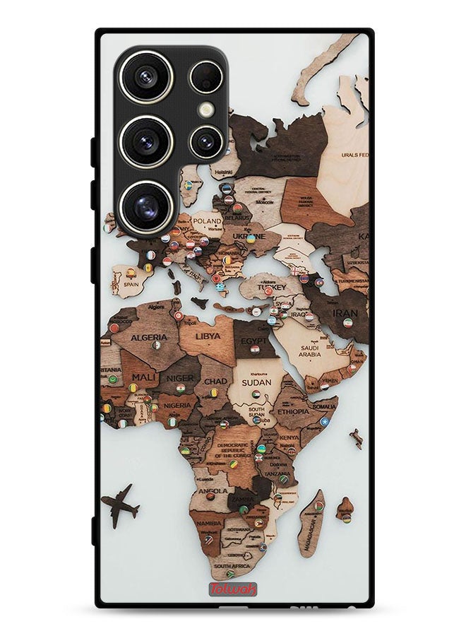 Tolwak Samsung Galaxy S24 Ultra 5G Protective Case Cover World Map Art - Image 1