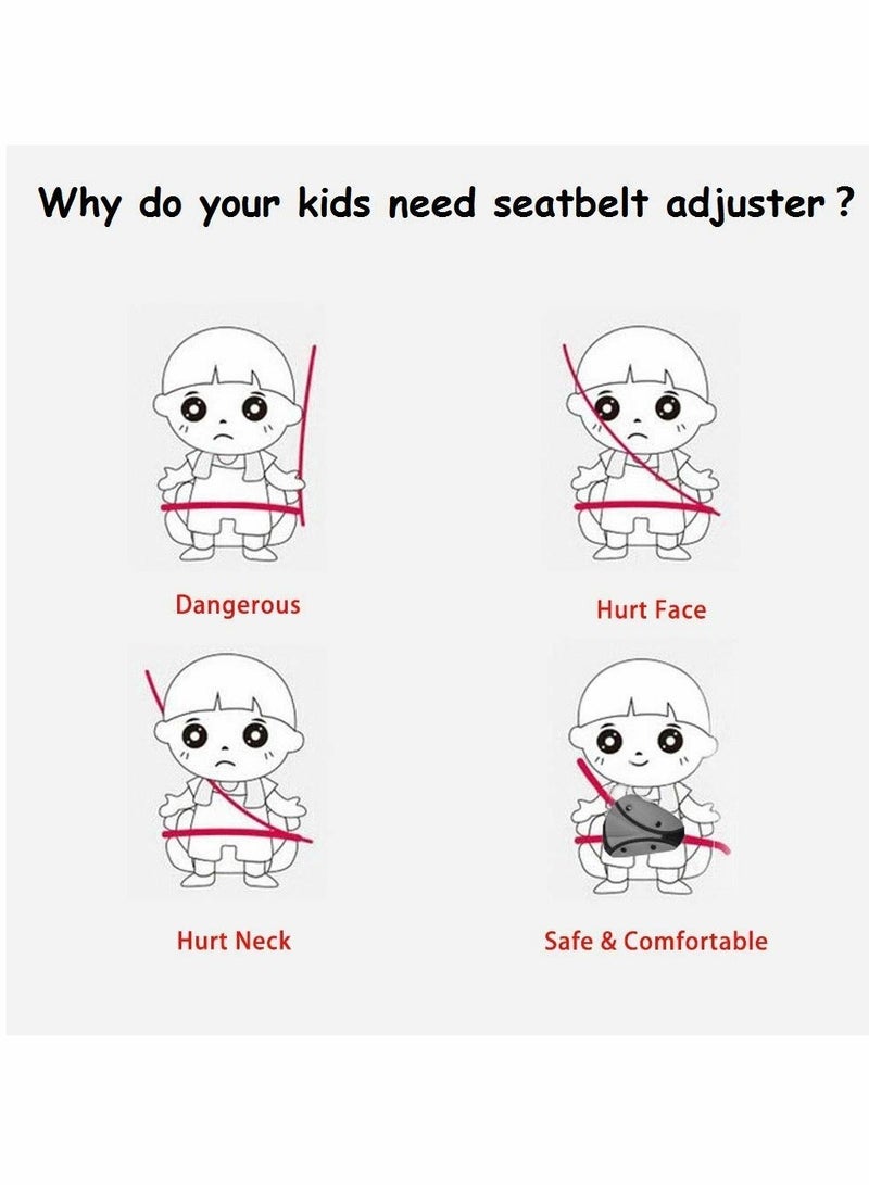 KASTWAVE Seat Belt Adjuster and Pillow with Clip for Kids Travel,Neck Support Headrest Seatbelt Pillow Cover & Seatbelt Adjuster for Child,Car Seat Strap Cushion Pads for Baby Short People Adult (Gray)  - Image 2