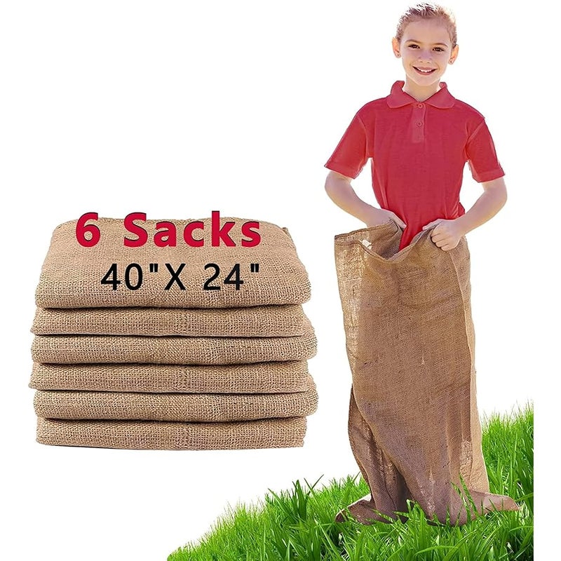 Alytree 4 Pack Odorless Burlap Potato Sack Race Bags, 23x40 Outdoor Lawn Games for Kids & Adults, Outside Yard Games for Birthday Party, Field Day Family Reunion, Carnival, Easter, Halloween, 4th of July - Image 1