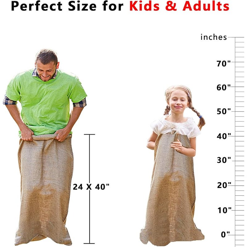 Alytree 4 Pack Odorless Burlap Potato Sack Race Bags, 23x40 Outdoor Lawn Games for Kids & Adults, Outside Yard Games for Birthday Party, Field Day Family Reunion, Carnival, Easter, Halloween, 4th of July - Image 5