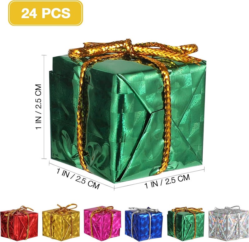 Tinksky 24pcs Christmas Tree Small Gift Boxes Hanging Decorations Ornaments Party Favors Random Color - Image 3