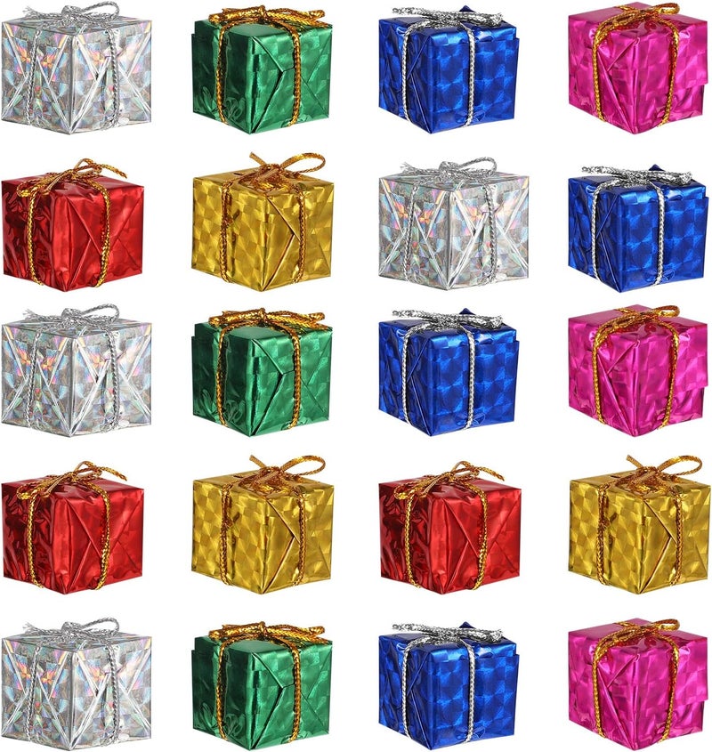 Tinksky 24pcs Christmas Tree Small Gift Boxes Hanging Decorations Ornaments Party Favors Random Color - Image 1