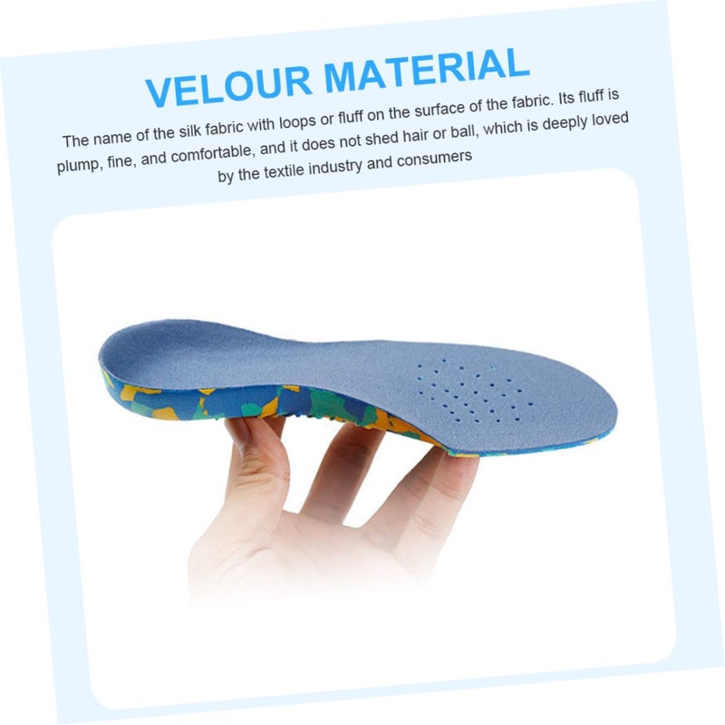 Flat Feet Orthotic Insoles, Arch Support Shoe Pads with Camouflage Non-Slip Base, Breathable Velvet Blue Material, Size 29-31 for Flatfoot Correction and Overpronation Relief - Image 5