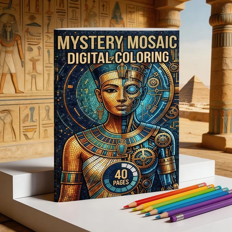 XK-MSK-06 40 Page Mystery Mosaic Number Coloring Book Pixel Art Stress Relief Adult Activity Gift - Image 2