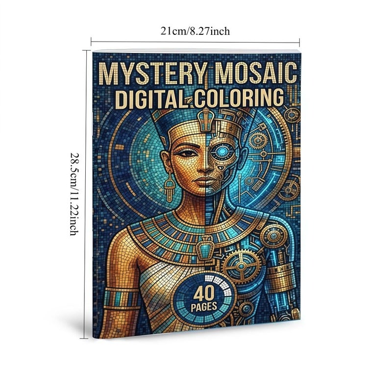 XK-MSK-06 40 Page Mystery Mosaic Number Coloring Book Pixel Art Stress Relief Adult Activity Gift - Image 4