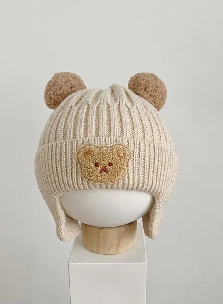 Baby Winter Beanie Hat, Baby Beanie Cap with Warm Earflaps,Toddler Infant Knitted Warm Winter Soft Cute Cap For Unisex Baby Boys And Girls（Beige） - Image 2