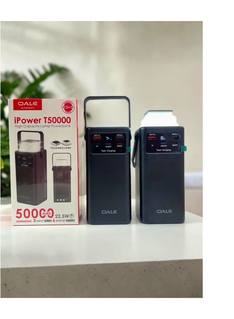 أوالي, بنك طاقة محمول بسعة 50000 مللي أمبير/ساعة مع شاشة LED وإضاءة تخييم - شحن سريع PD بقوة 22.5 وات، و4 كابلات مدمجة لجميع الأجهزة - مثالي للسفر في الهواء الطلق وحالات الطوارئ - Image 5