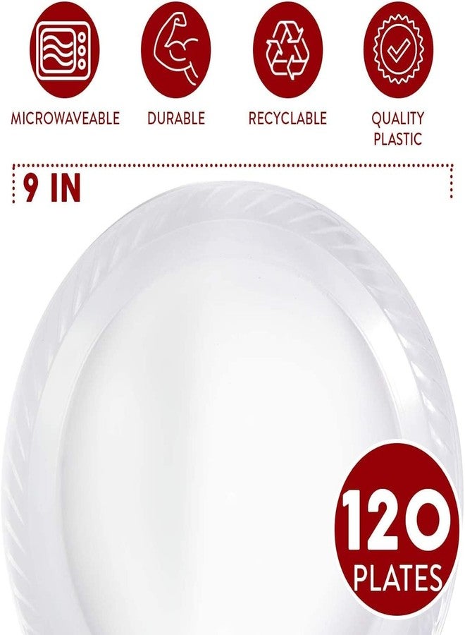 FRAMO 9 Inch Disposable Clear Plastic Plates In Bulk By Framo for Party and Dinner,And For Any Occasion, Microwaveable, BBQ, Travel, and Events (9 Inch 120 pack) - Image 2