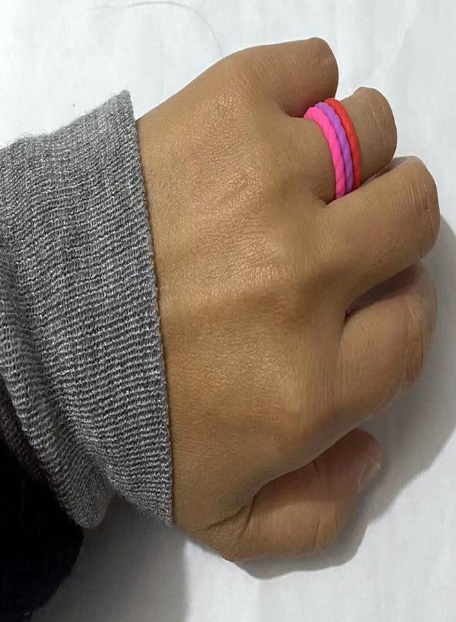 AZYOUNG Womens 3mm Wide Twist Silicone Wedding Ring 10pcs Pack Red Purple Blue Stackable Rubber Bands -US Size 4-10 (7) - Image 3