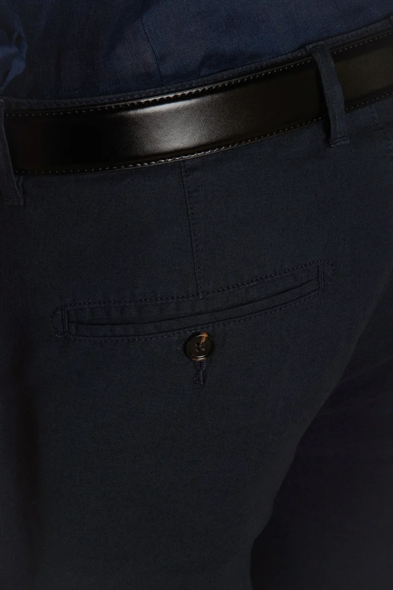 Doppelganger Blue Chino bermuda double pinces linen and - DK Blue for Men | Best Price UAE