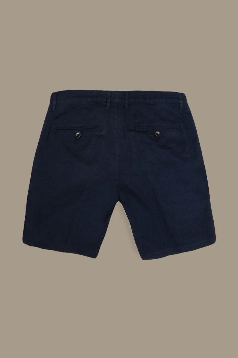 Doppelganger Blue Chino bermuda double pinces linen and - DK Blue for Men | Best Price UAE