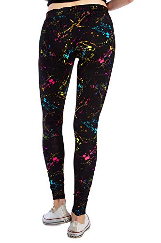 Tipsy Elves Black Neon Splatter Fitness Workout Leggings for Women Size Large - Image 2