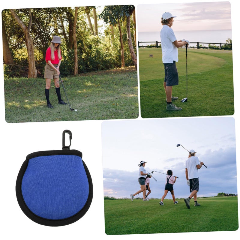 Blue Neoprene Golf Ball Holder With Clip Portable Cleaning Pouch For Outdoor Sports - Image 4