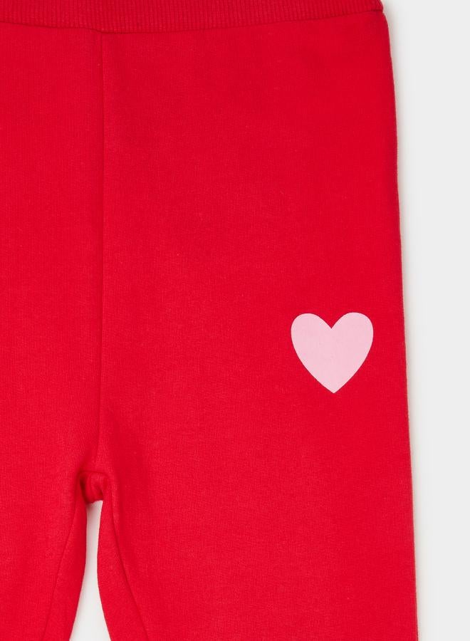 Styli Baby Girl Red Heart Print Full Length Joggers - Image 4