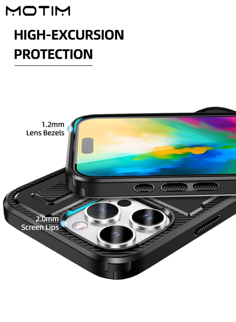 Motim iPhone 16 Pro/Pro Max Carbon Fibre Case Cover, Build in Invisible Ring Stand, MIL-Grade Drop Protection, Anti-Scratch 16 Pro/Pro Max Case with 360° Kickstand, Heat dissipation function - Image 4