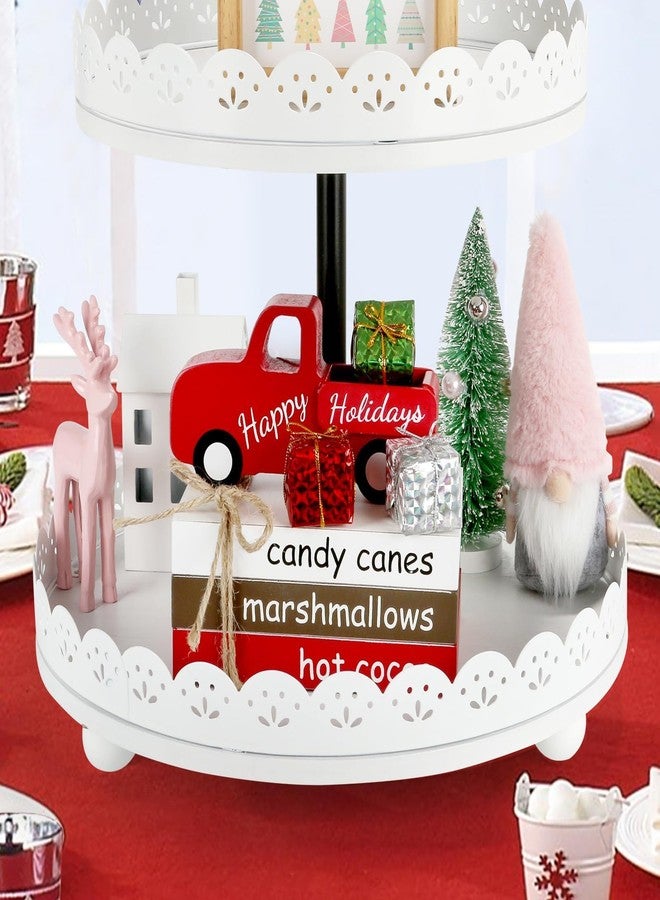 SYNCVIBE Christmas Decoration 7PCS Table Centerpieces, Tabletop Christmas Tiered Tray Shelf Mantel Fireplace Coffee Bar Office Desk Decor Farmhouse Xmas Wood Faux Book Sign and Gift Boxes Holiday Decoration - Image 4