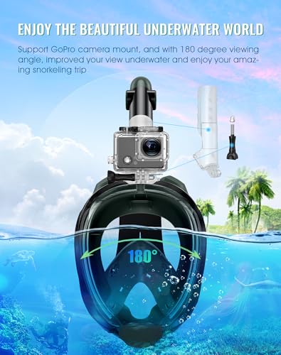 Greatever G2 Full Face Snorkel Mask with Latest Dry Top System,Foldable 180 Degree Panoramic View Snorkeling Mask with Camera Mount,Safe Breathing,Anti-Leak&Anti-Fog - Image 5