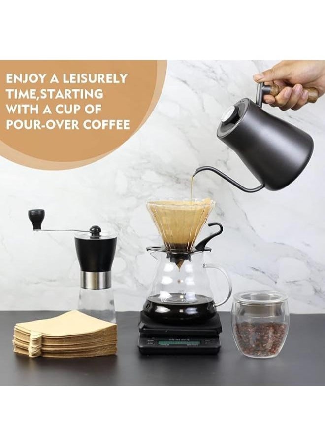 Plynox - V60 Coffee Maker Set 9 Pcs Drip Coffee Maker Kit, Portable Travel Kit with Airtight Coffee Cans, Automatic Coffee Scale with Timer, Coffee Pot with Thermometer - Image 1