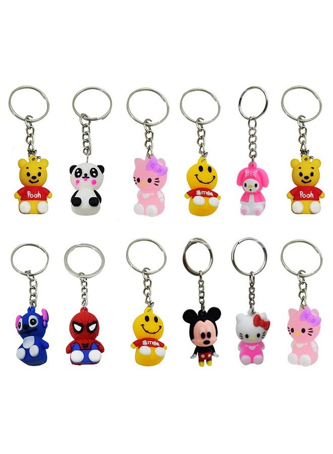 Asera Cartoon Character Keyrings Keychains for Kids Birthday Return Gifts for Boys / Girls (Set of 12) - Image 1