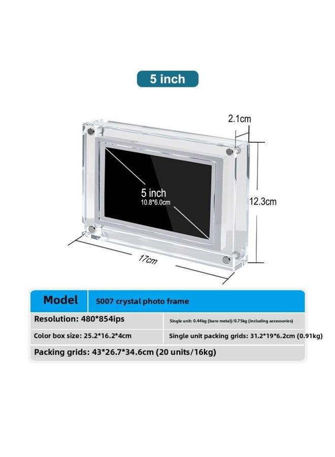 5 Inch 7 Inch Acrylic Digital Photo Frame Good-looking Durable Birthday Gift Confession Blessing Wish LED Lights Colorful Lights-Color:5inch Crystal Photo Frame-4gb Memory-1500 Mah Battery-resolution 480*854ips  - Image 1