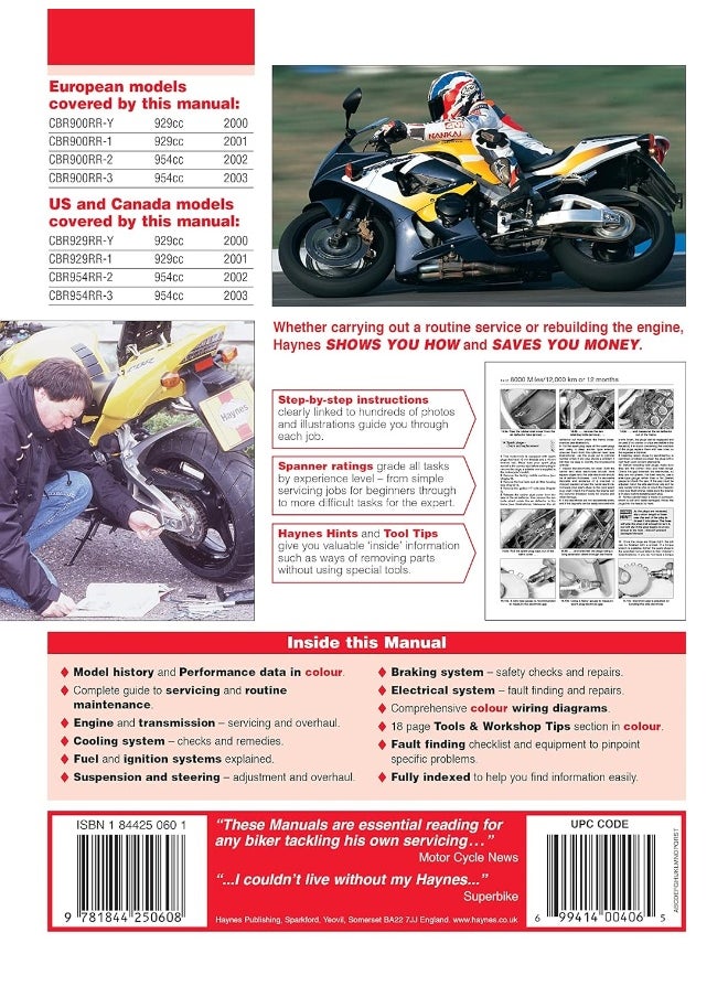 Honda CBR900RR FireBlade (00 - 03) Haynes Repair Manual  - Image 4